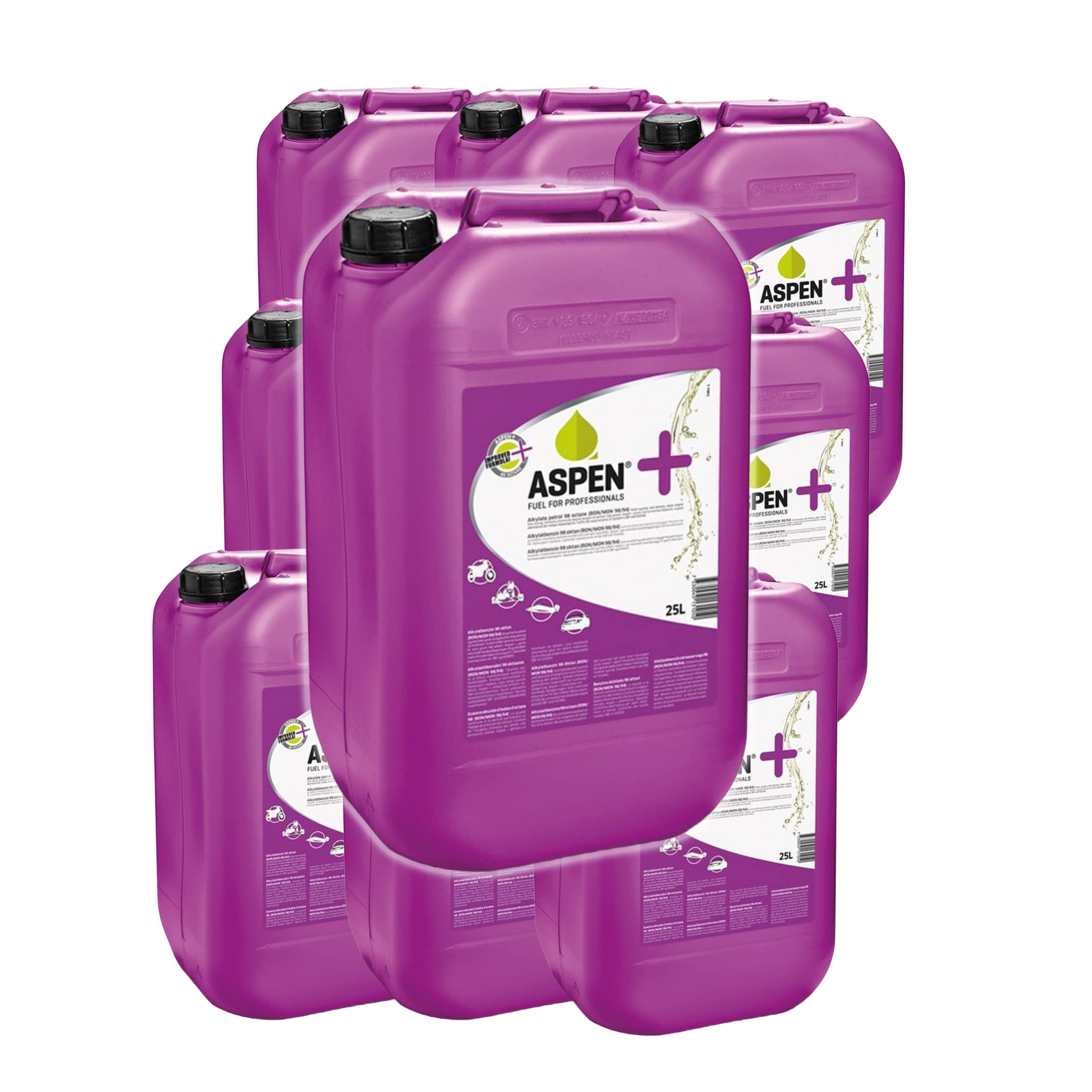 Aspen+ alkylatbensin 25 liter 12 st (Halvpall) – Radne
