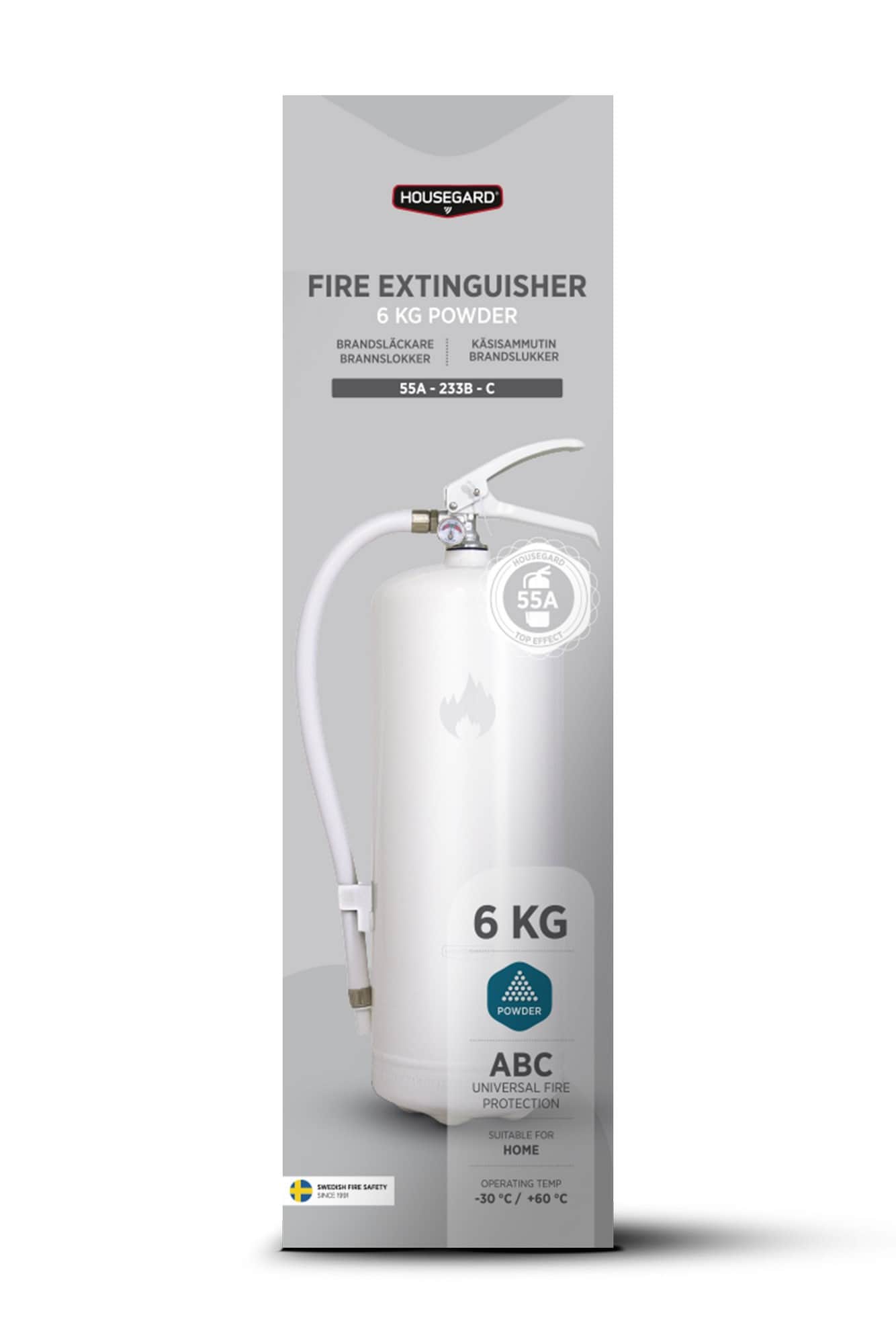 Brandsläckare,Design by Housegard, 6 kg pulver PE6HRA, Vit