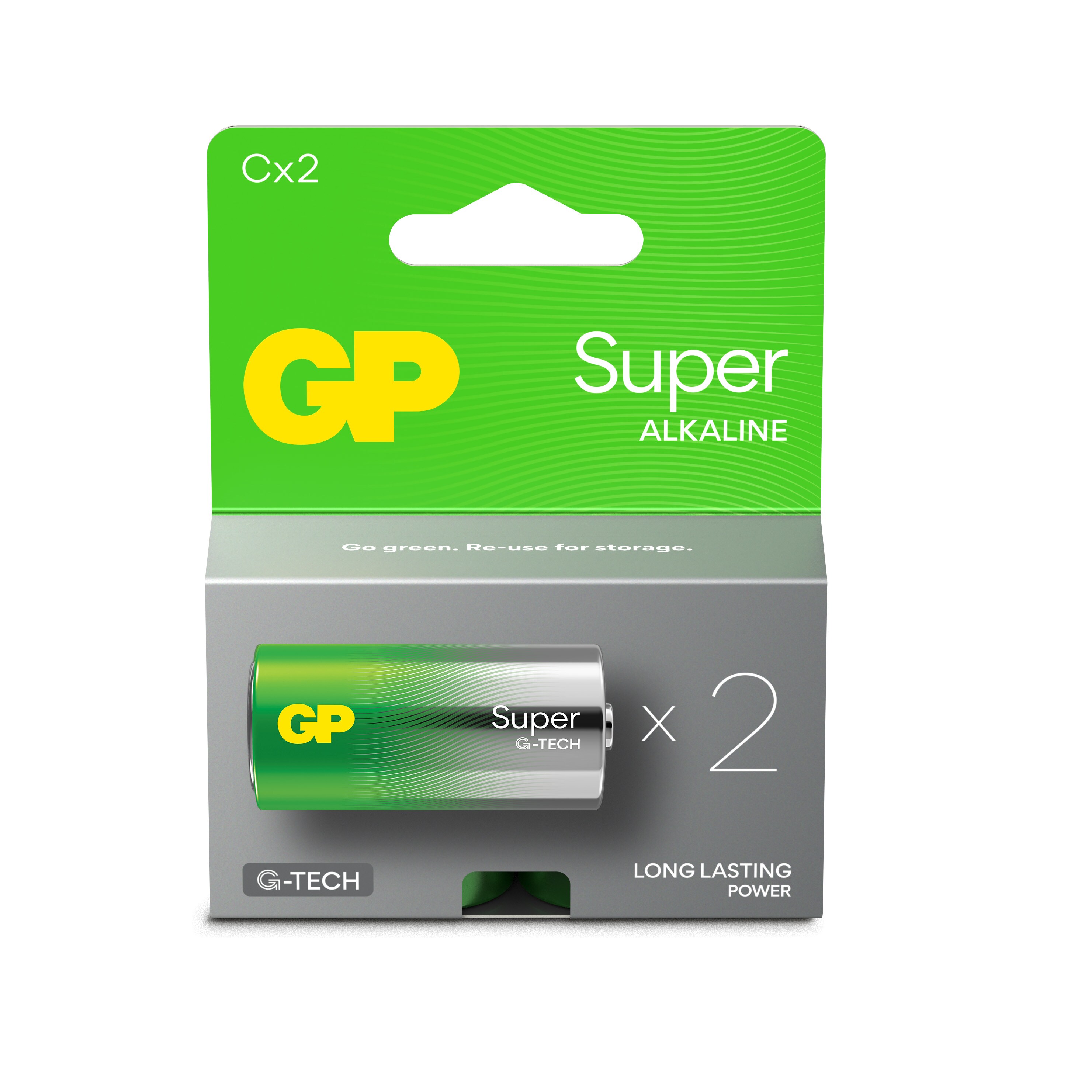 GP Super Alkaline C-batteri, 14A/LR14, 2-pack