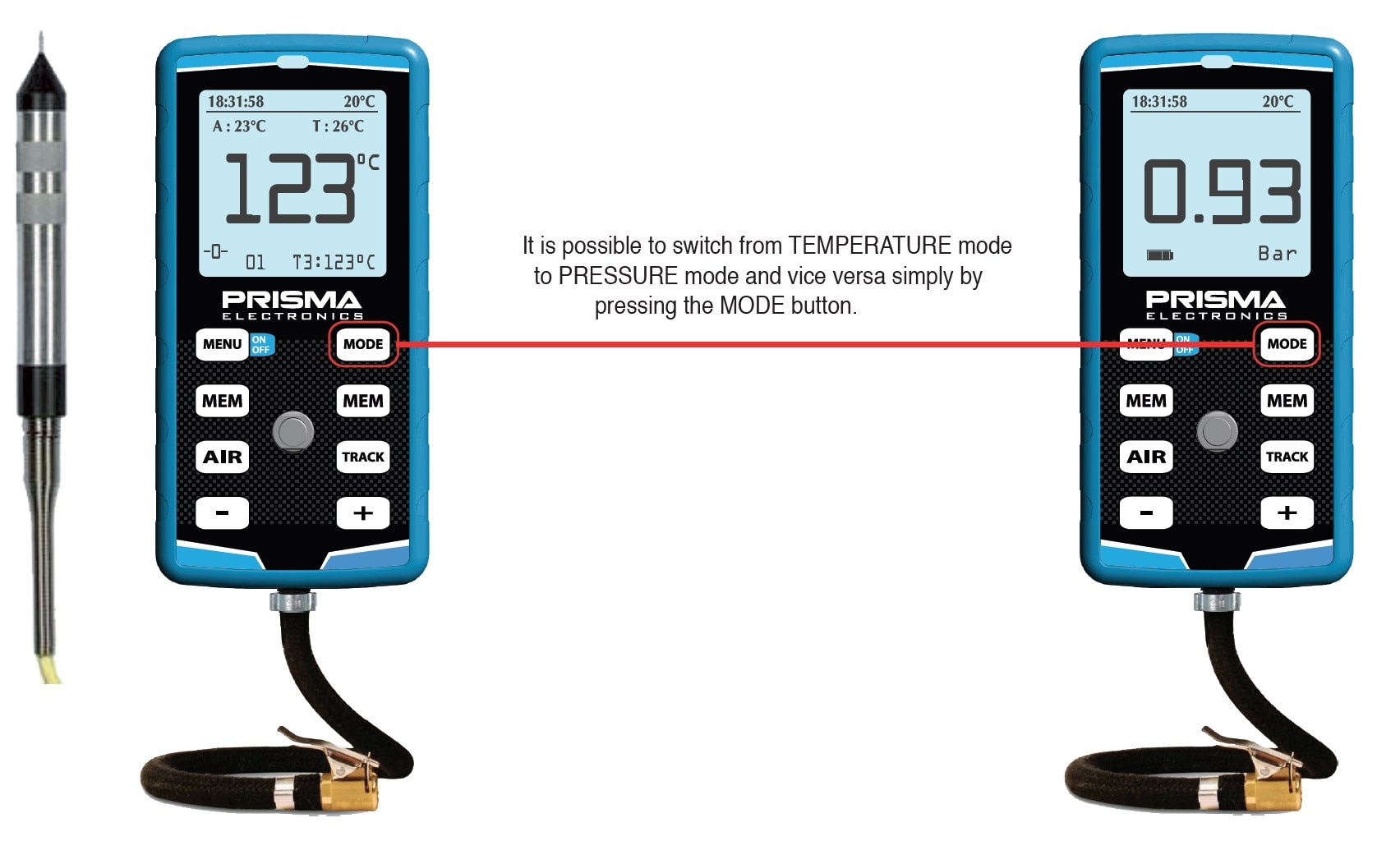 Lufttrycksmätare + Pyrometer HIPREMA 4