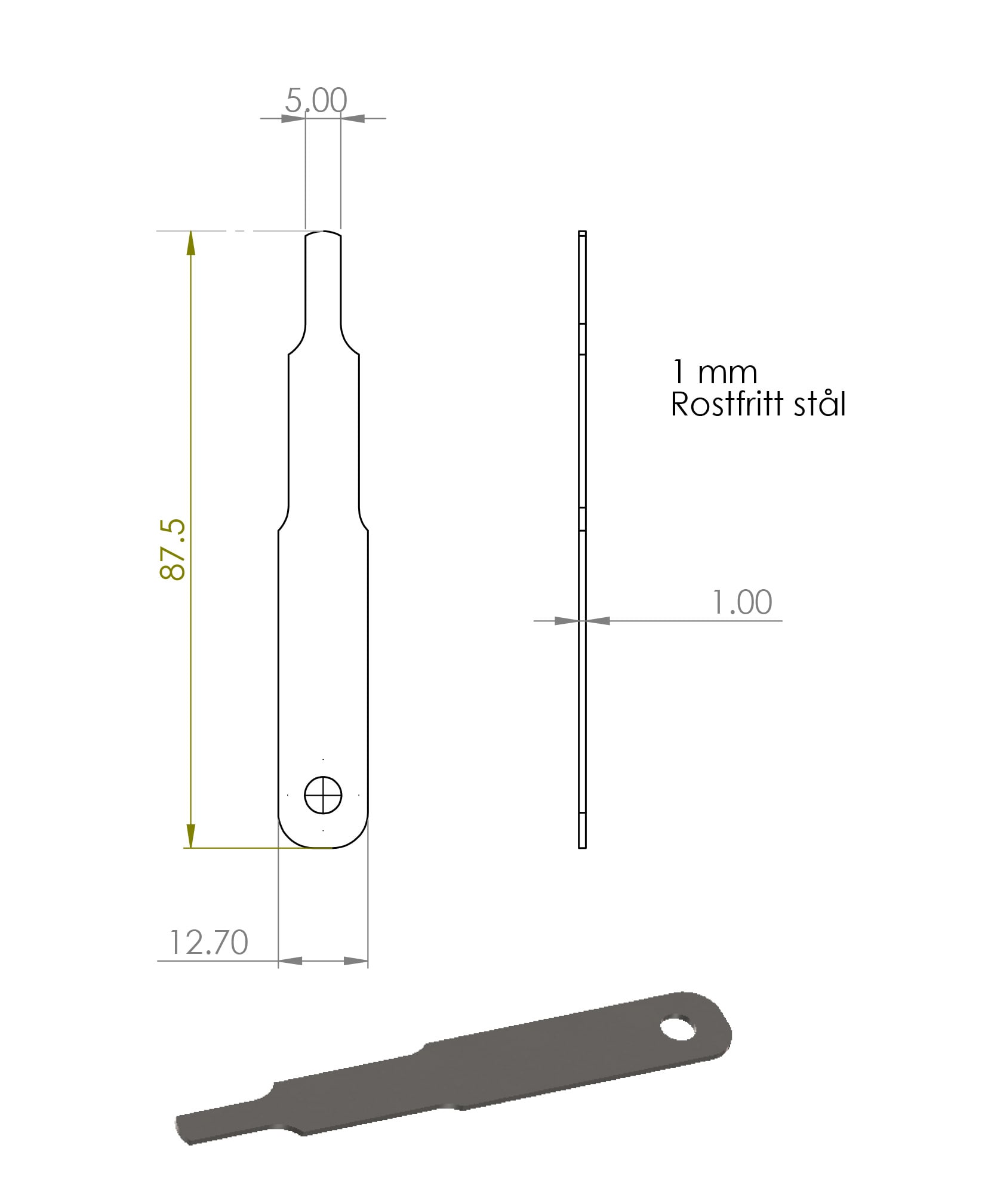 Bladmått 1 mm för Raket 95 CIK/FIA Standard