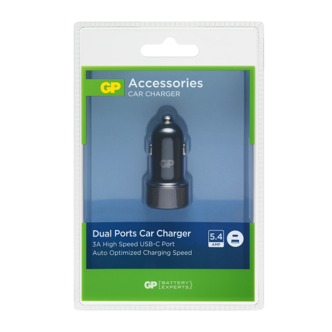 GP Billaddare med 2 USB-portar CC51, USB-A + USB-C
