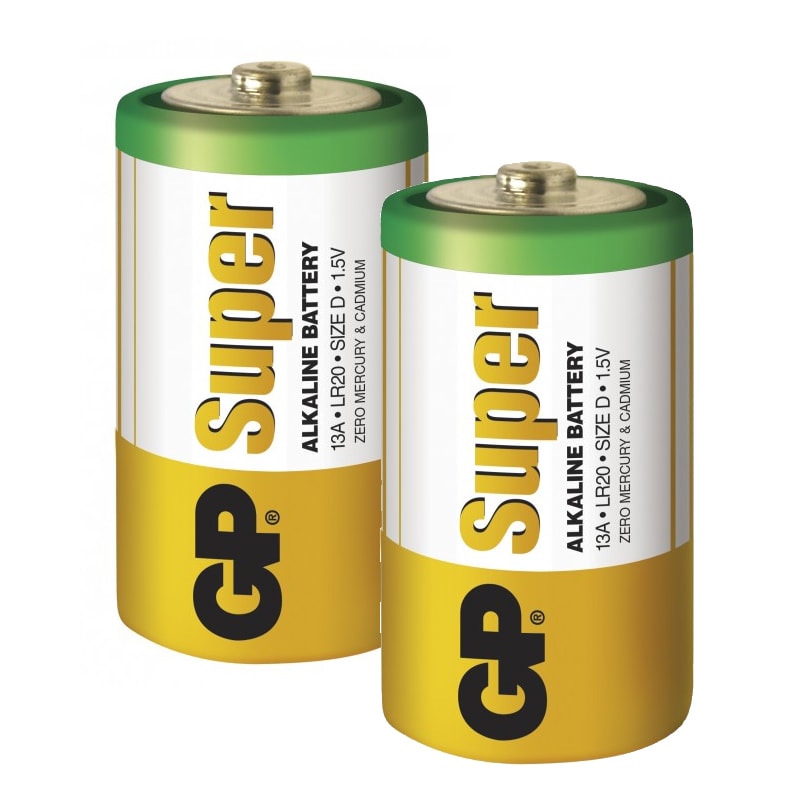 GP Super Alkaline D-batteri, 13A/LR20, 2-pack