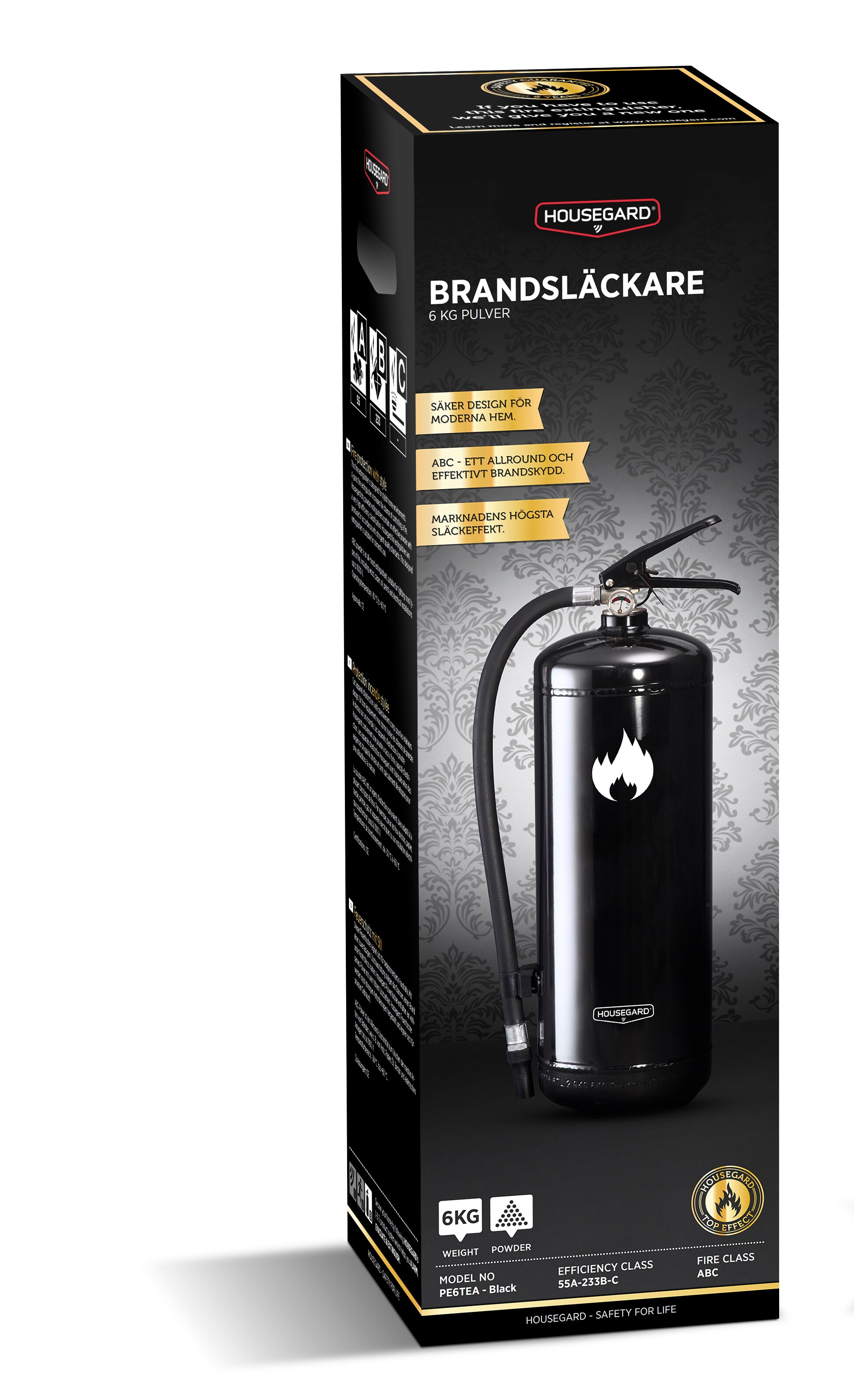 Brandsläckare,Design by Housegard, 2 kg pulver, svart, PE2TGH