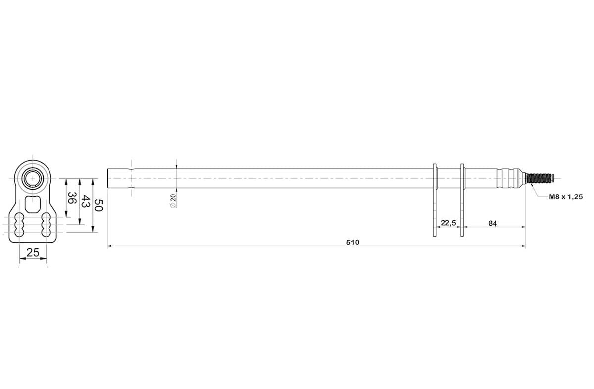 Rattstång M8x510mm Universal