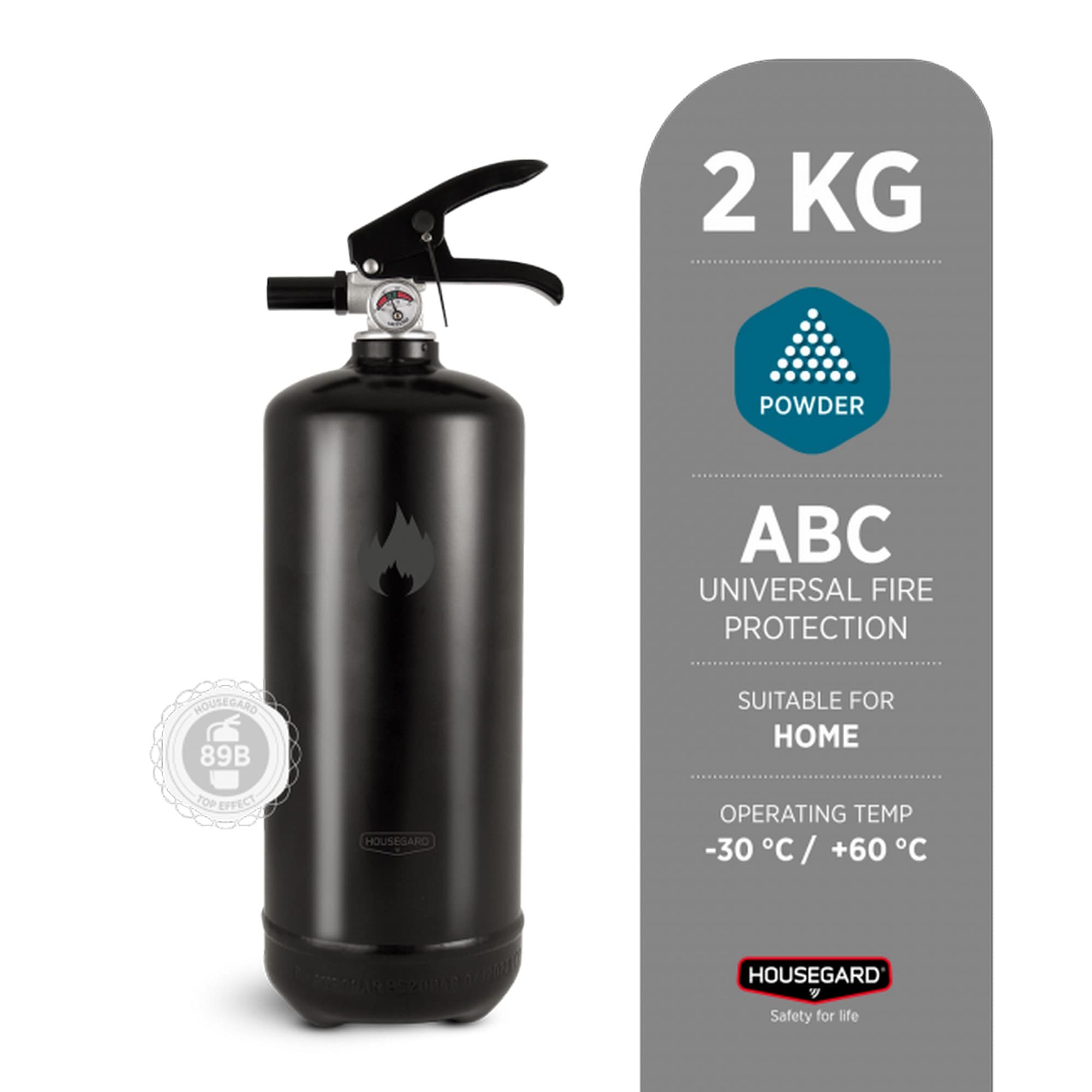 Brandsläckare,Design by Housegard, 2 kg pulver svart