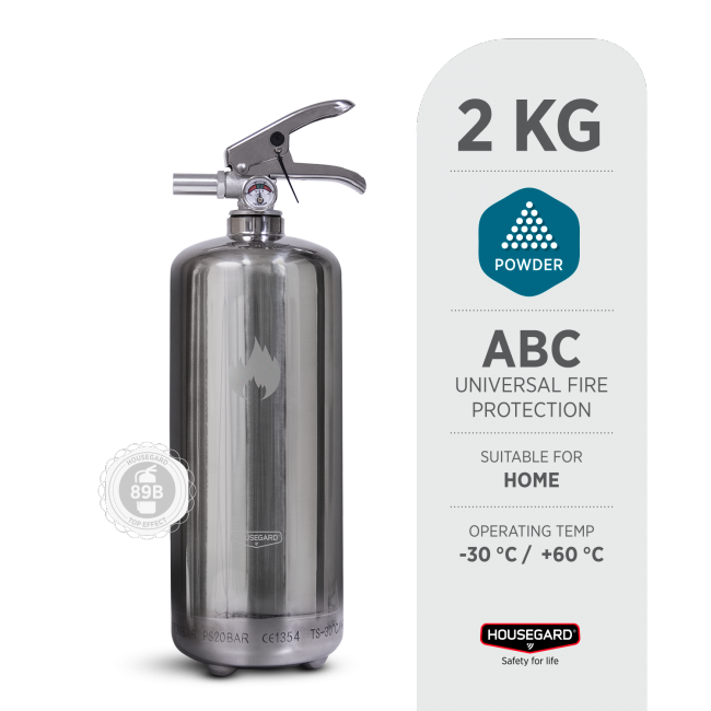 Brandsläckare,Design by Housegard, 2 kg pulver stål